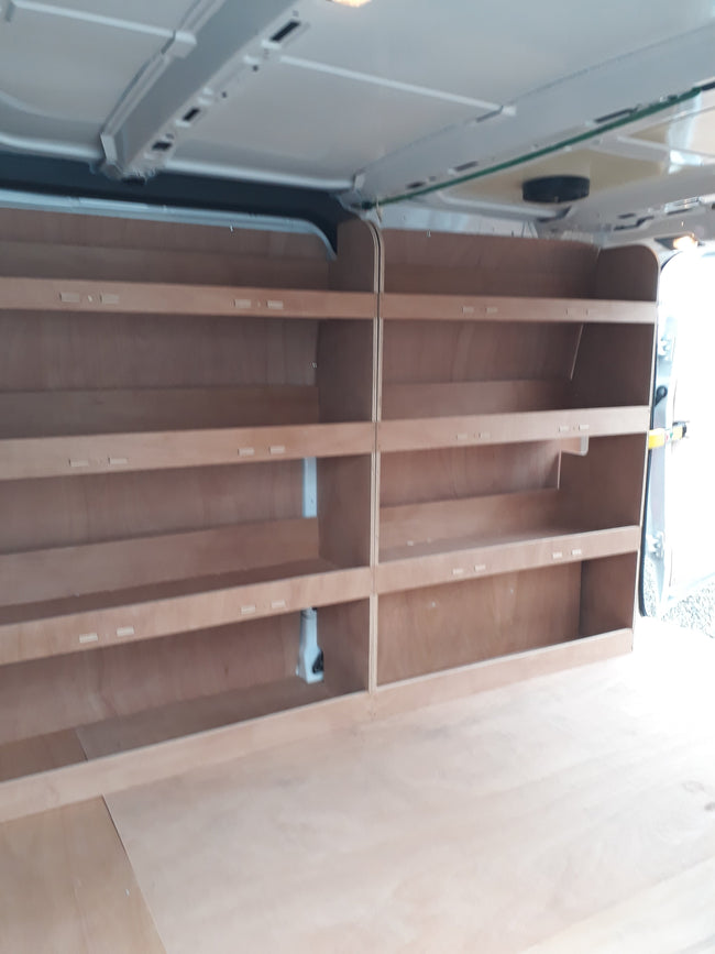 Ford Transit Custom Flat Shelf Van Racking 2024 Drivers side only new model - Fully Assembled - Darracott Designs